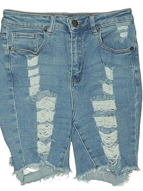 American Bazi Light Blue Distressed Denim Bermuda Shorts